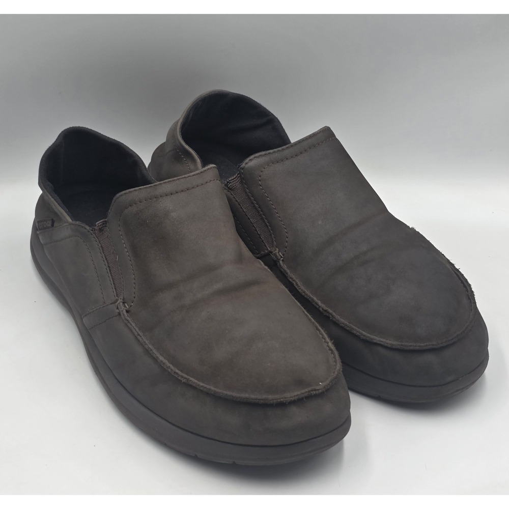 Crocs Santa Cruz Convertible Leather Slip On Men's 15 Brown Casual Loafer